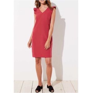 Loft Woman’s 22 Ruffle Cap Sleeve Shift Dress Rose Pink